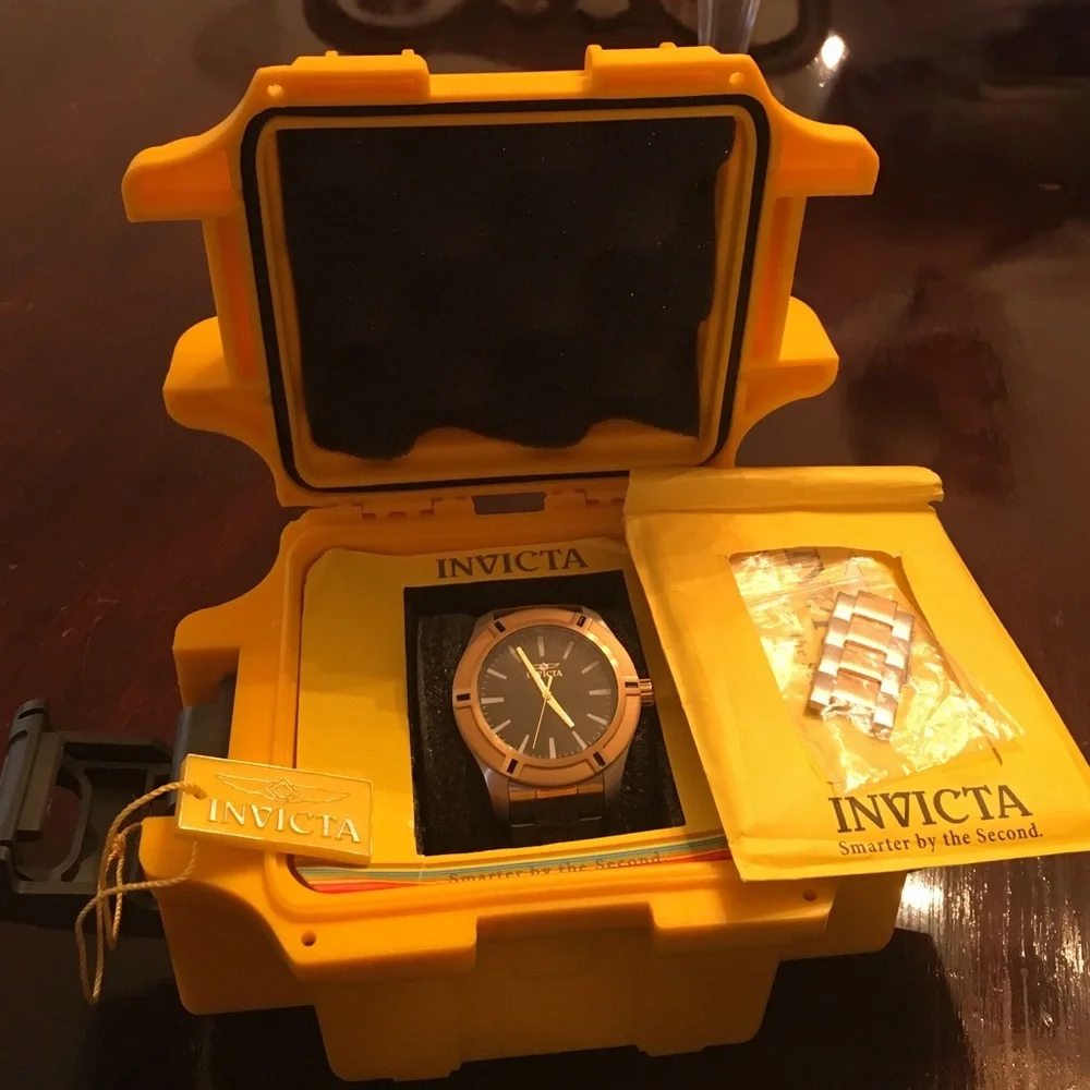 Invicta Yellow and Rose Gold Men's Watch in Protective Yellow Case